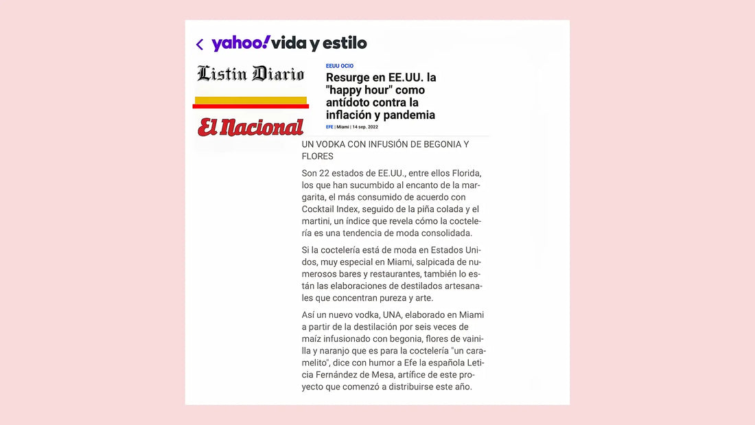 Vuelve el Happy Hour a Estados Unidos con UNA Vodka