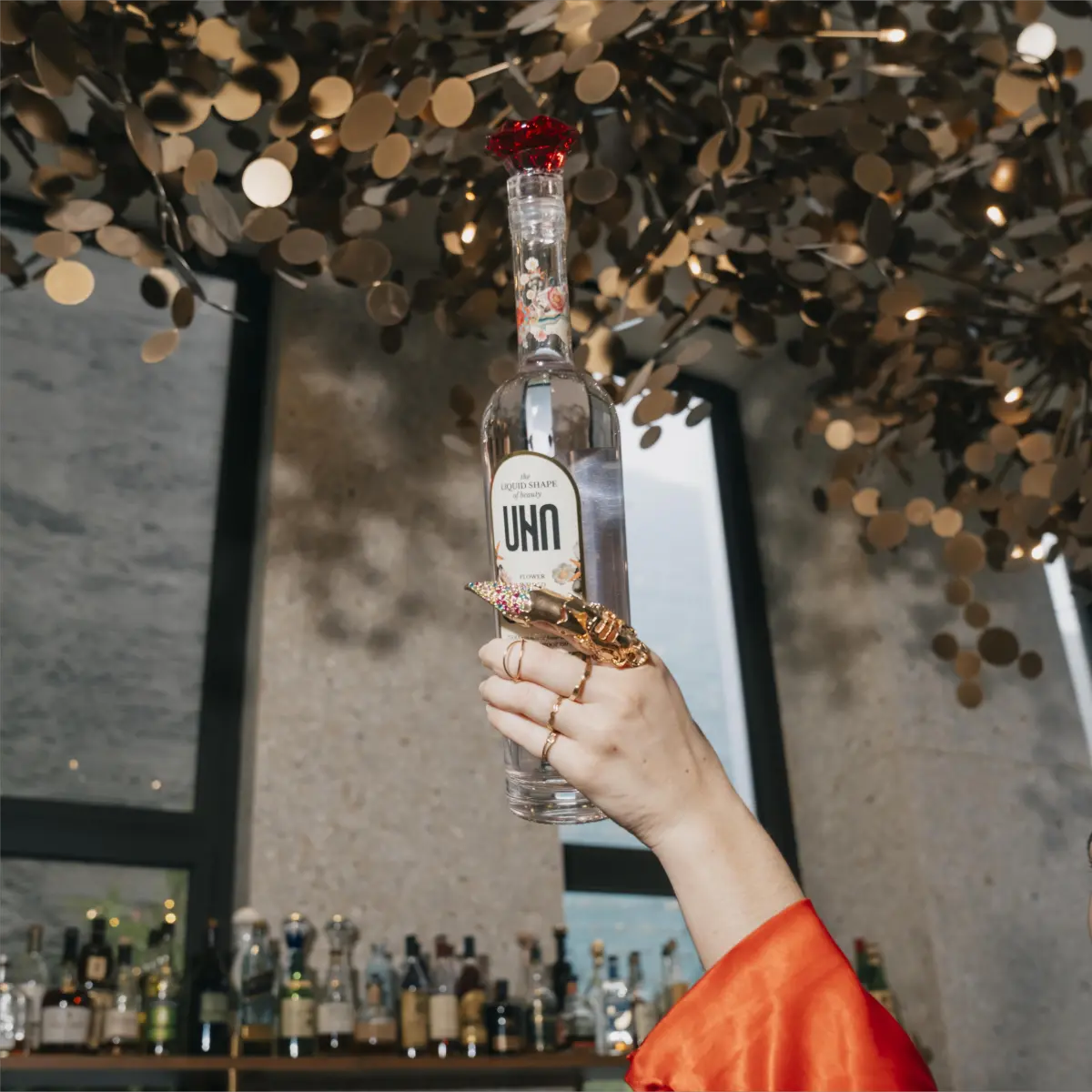 UNA Vodka bottle at Champagne Week, NYC Met Gala