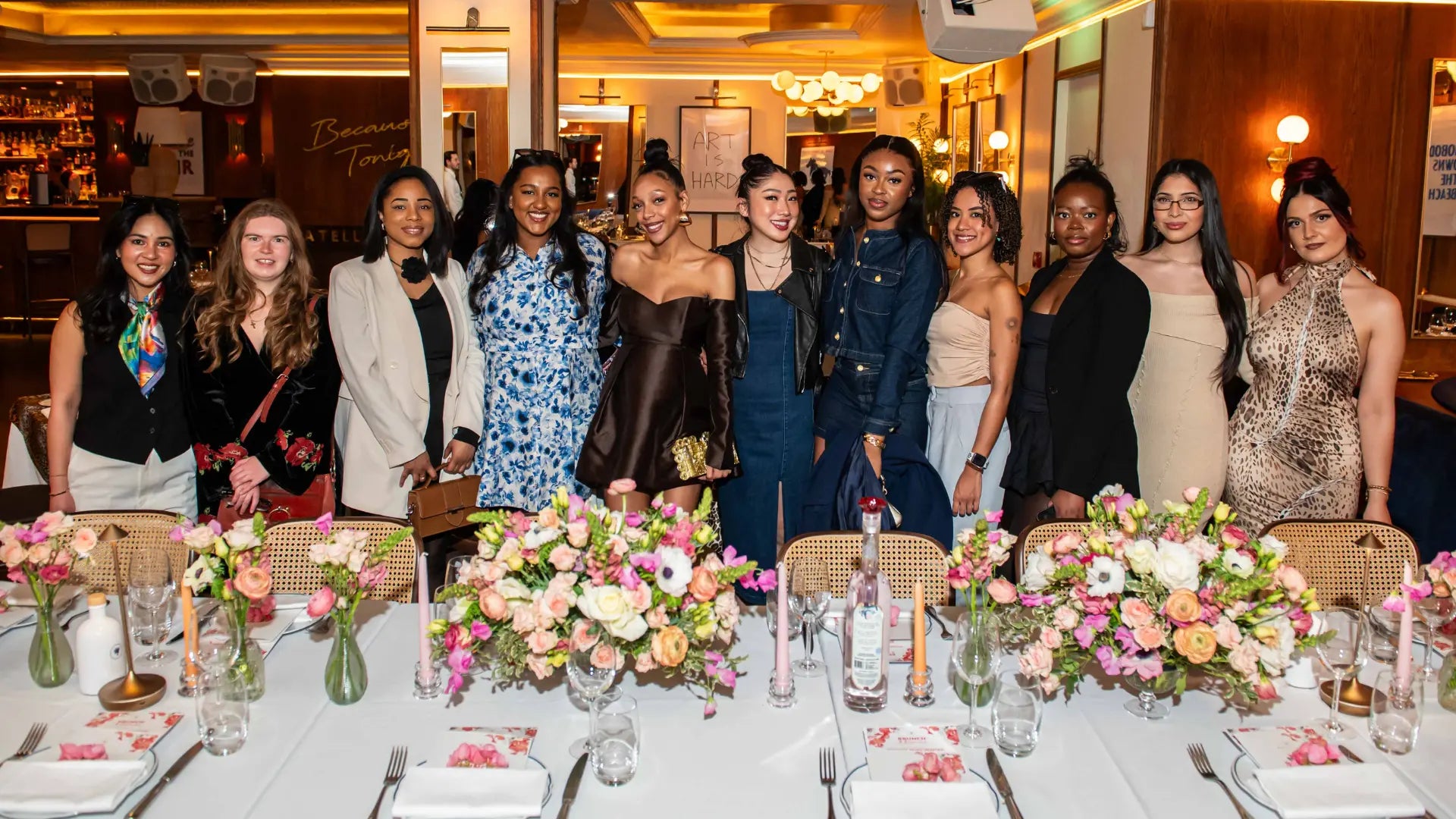 Group photo of guests at UNA x Bagatelle London brunch