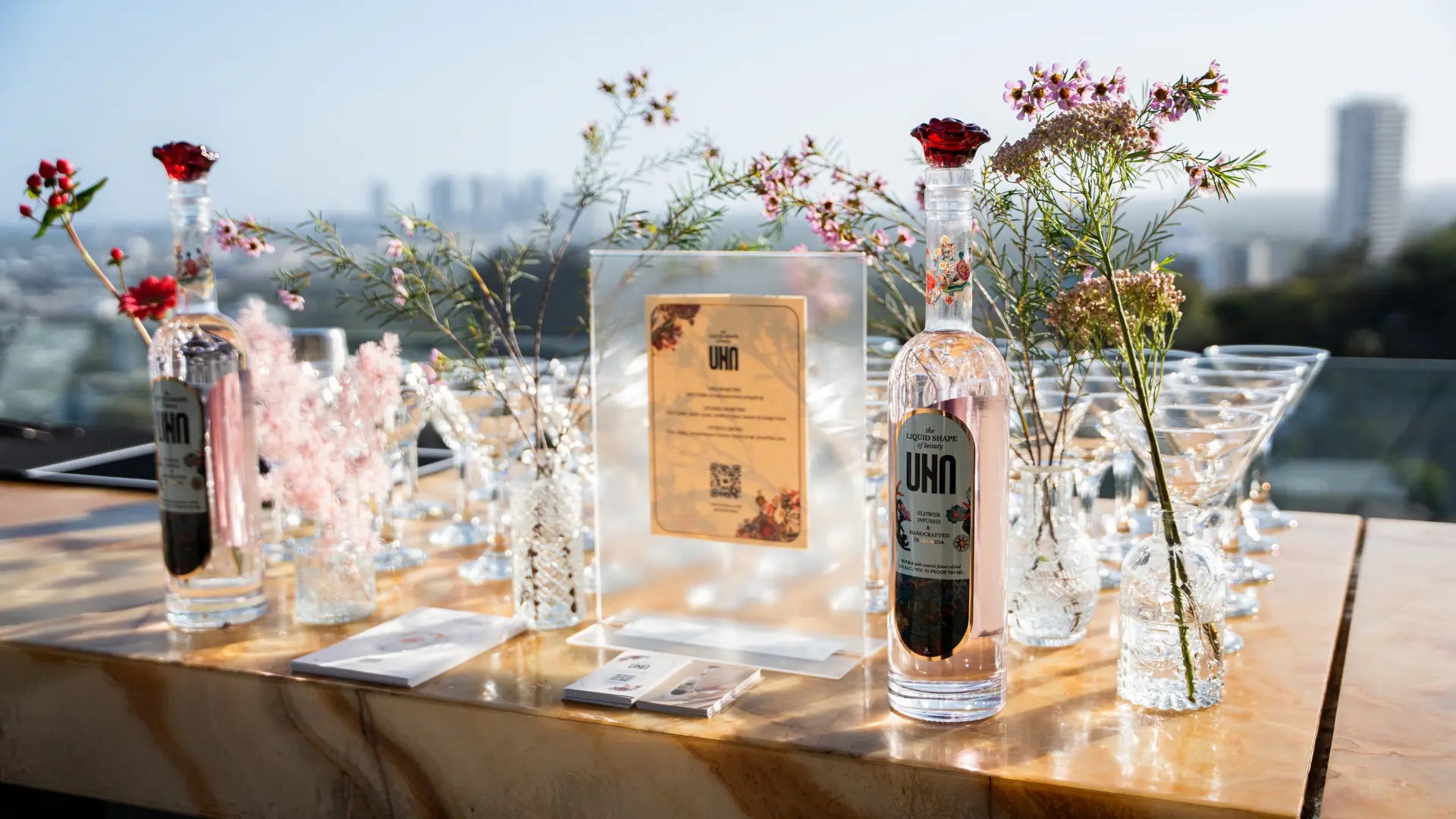 UNA Vodka table set up at Elevate event in LA